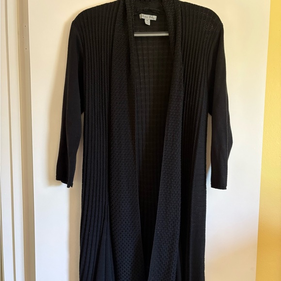 Olivia Sky Sweaters - Olivia Sky Black Open-Front Long Cardigan